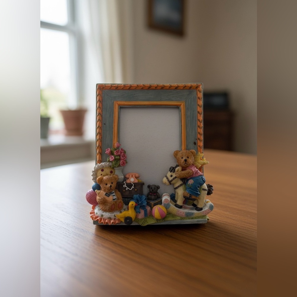 Vintage Colorful Teddy Bear Picture Frame